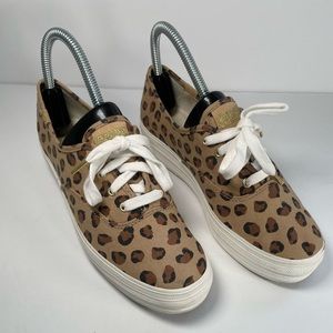 Keds womens Cheetah Print Platform Shoes 6.5